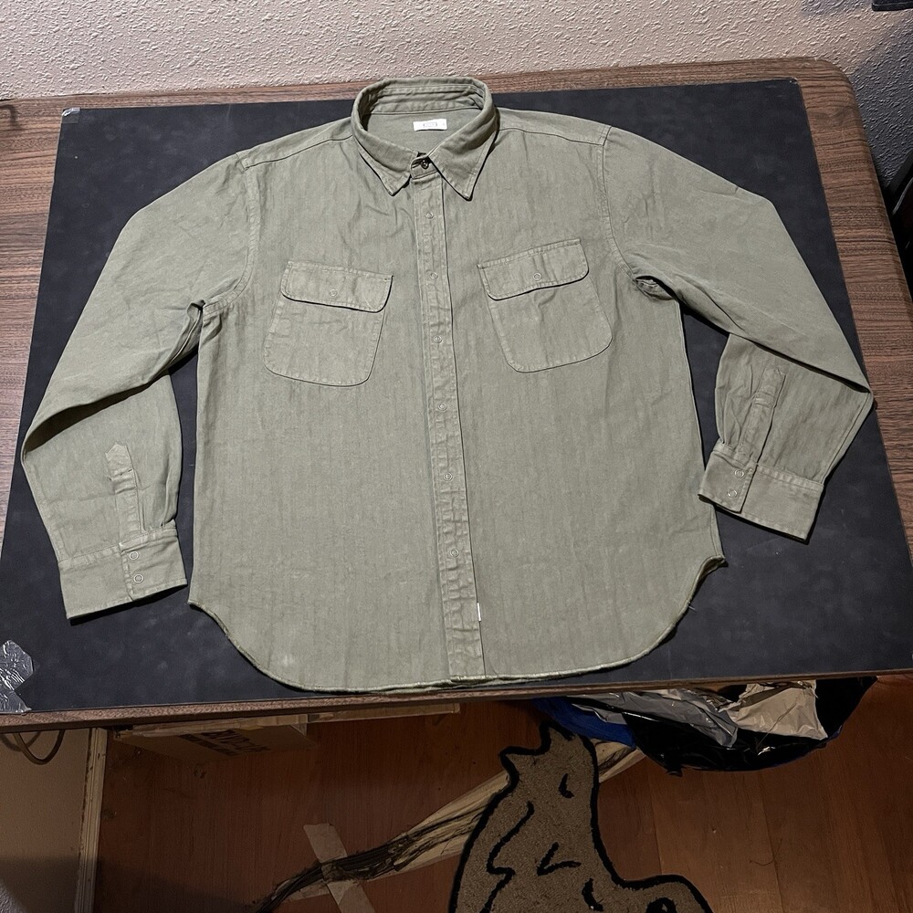 AYR The Alpha long sleeve medium weight snap front woven stripe shirt mens HBT